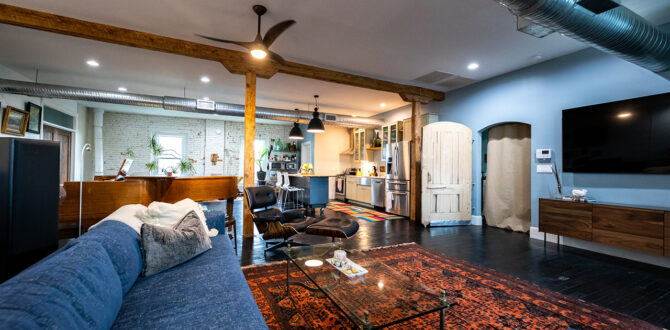 Inside of trendy downtown loft in Greensboro.